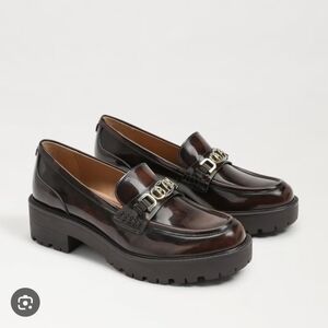 Sam Edelman Lug Sole Loafer Chunky Platform Women 6.5M Brown Leather Y2K Retro